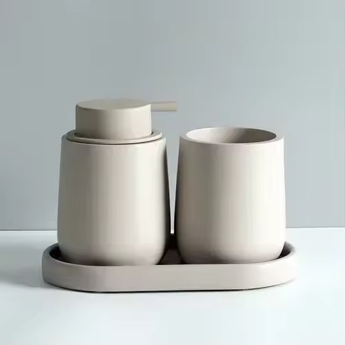 Home Essentials Bathroom Accessories - Resin Lotion Bottle Mouthwash Cup Tray