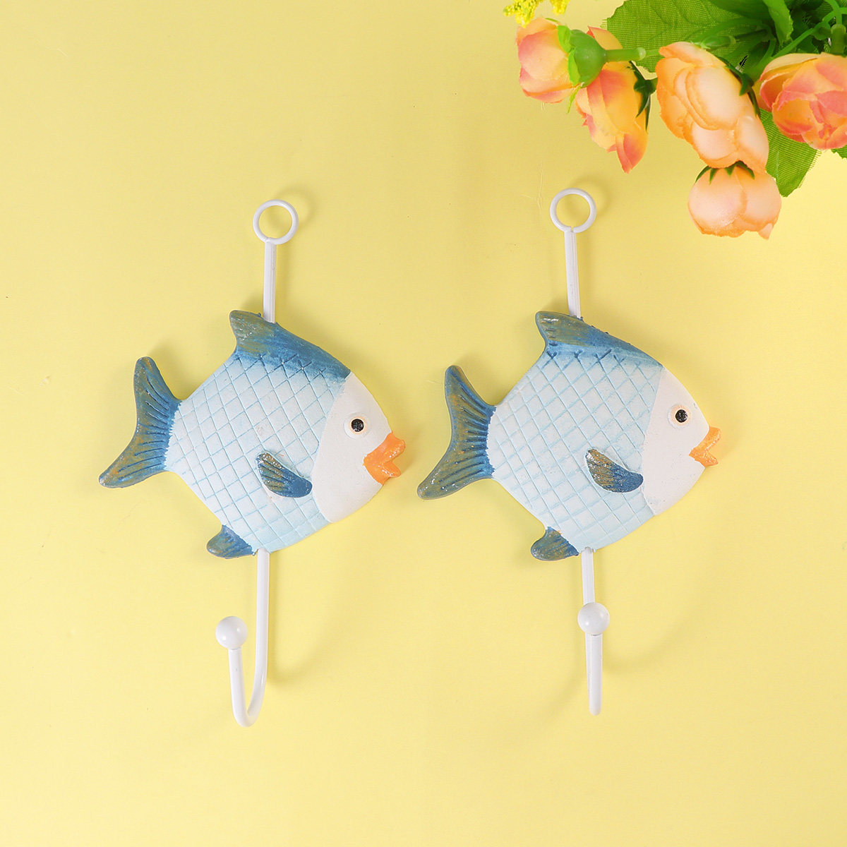 Home Bathroom Wall Decor - 2Pcs Iron Wall Hooks Mediterranean Style