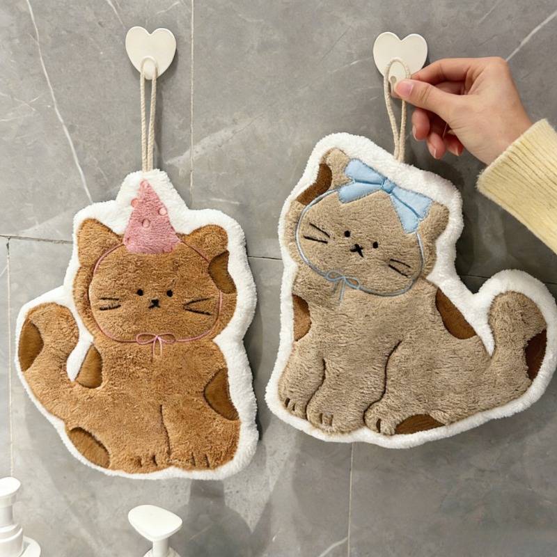 Home Bathroom Towels - Creativity Cute Cat Shaped Hanging Hand