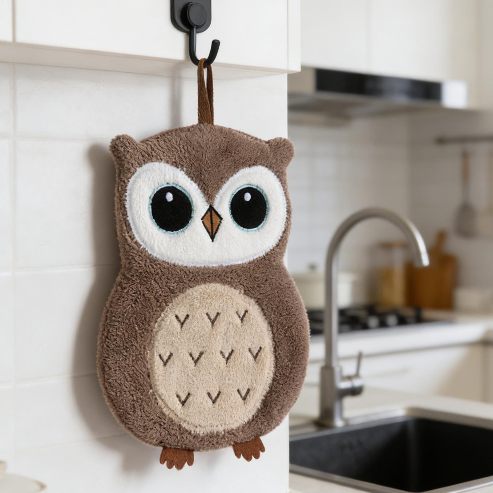 Home Bathroom Towels - Hand Towel Owl Shape Hangable Fabric