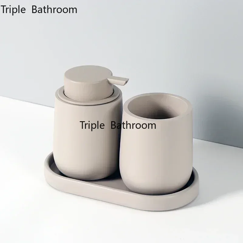 Home Essentials Bathroom Accessories - Resin Lotion Bottle Mouthwash Cup Tray