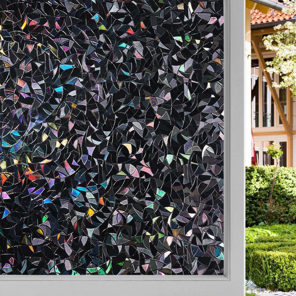Home Bathroom Window Tint - 3D Black Rainbow Window Blackout Film