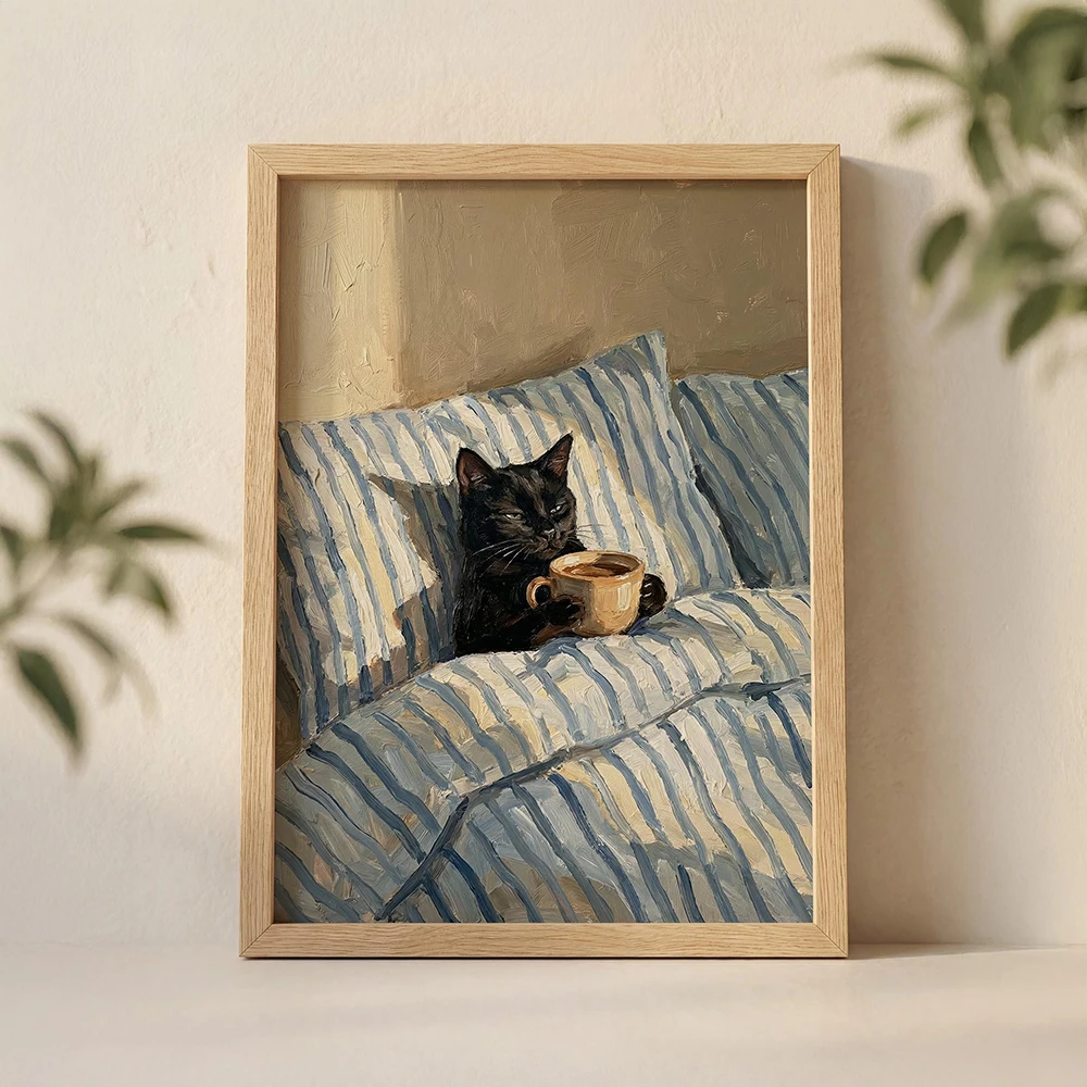 Home Bathroom Wall Art - Graffiti Black Cat Print Street Art