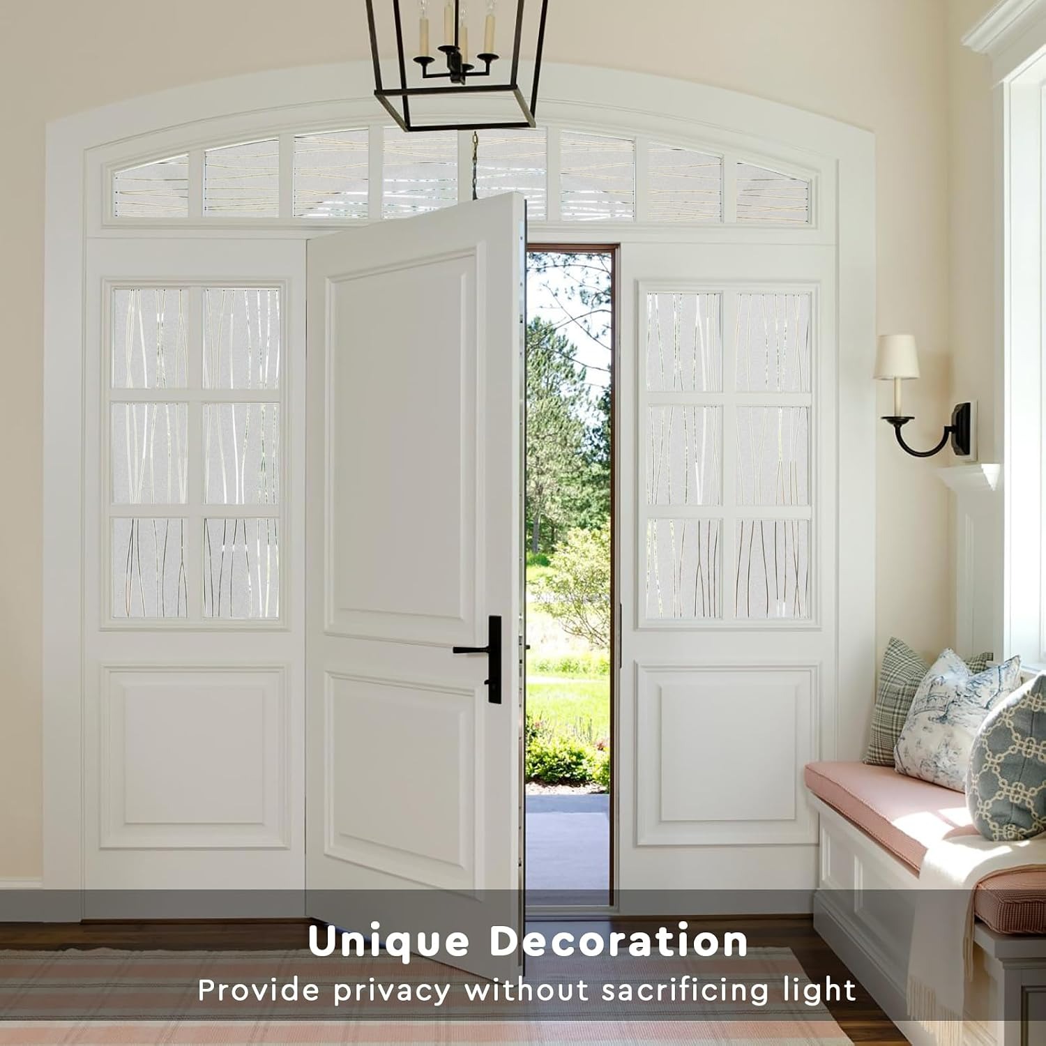 Stripe Pattern Frosted Window  - Home Bathroom Window Tint review and price