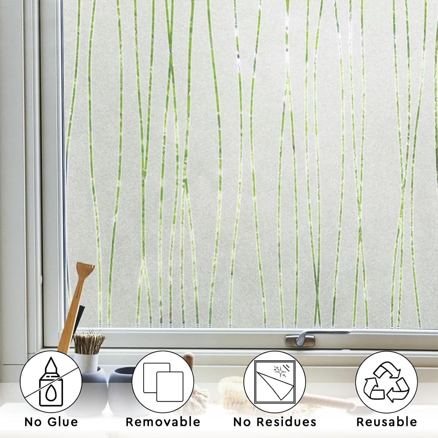 Stripe Pattern Frosted Window  - Home Bathroom Window Tint review and price