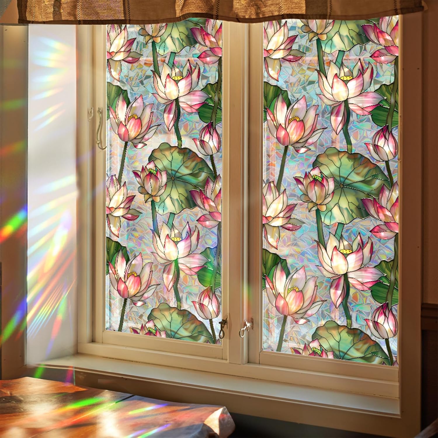 Lotus Flowers Stained Glass Wi - Home Bathroom Window Tint review and price