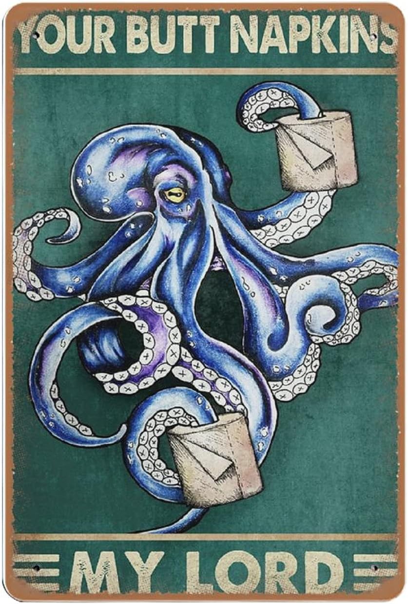 Dreacoss Octopus Vintage tin S - Home Bathroom Wall Art review and price