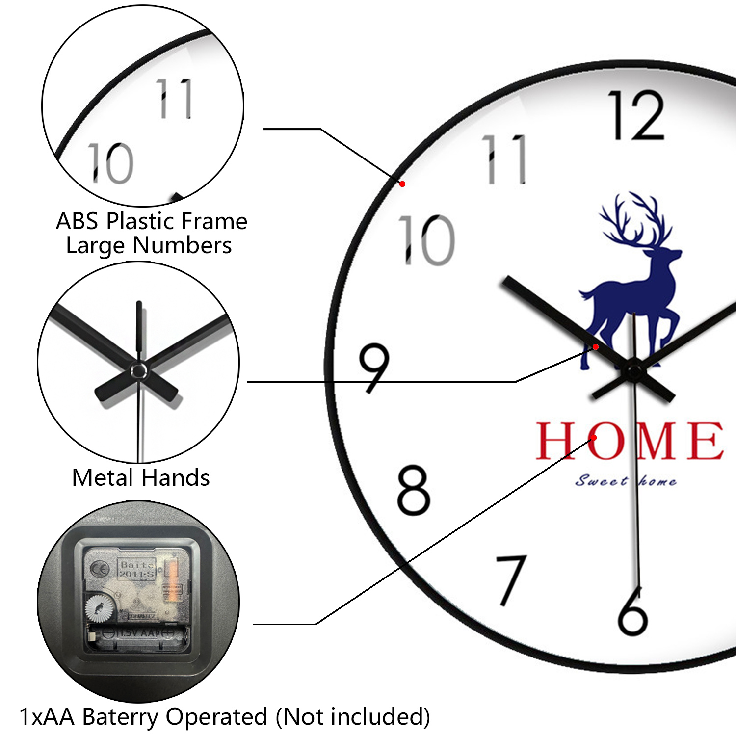 New Elegant Wall Clock Deer Pr - Home Bathroom Design Simple review and price