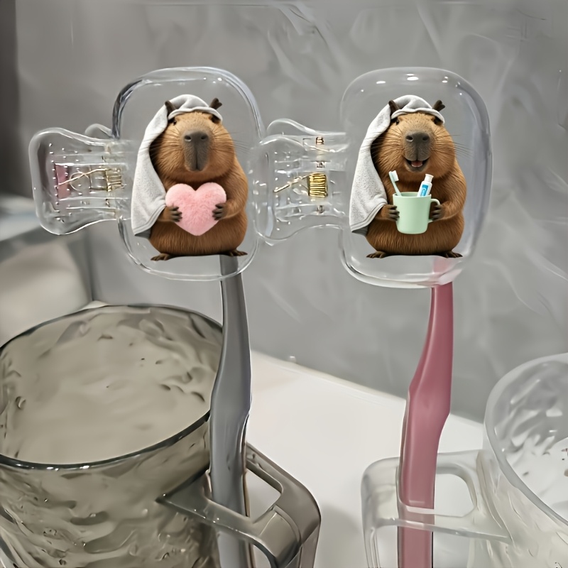 2pcs Capybara Holding Heart An - Home Essentials Bathroom Accessories review and price