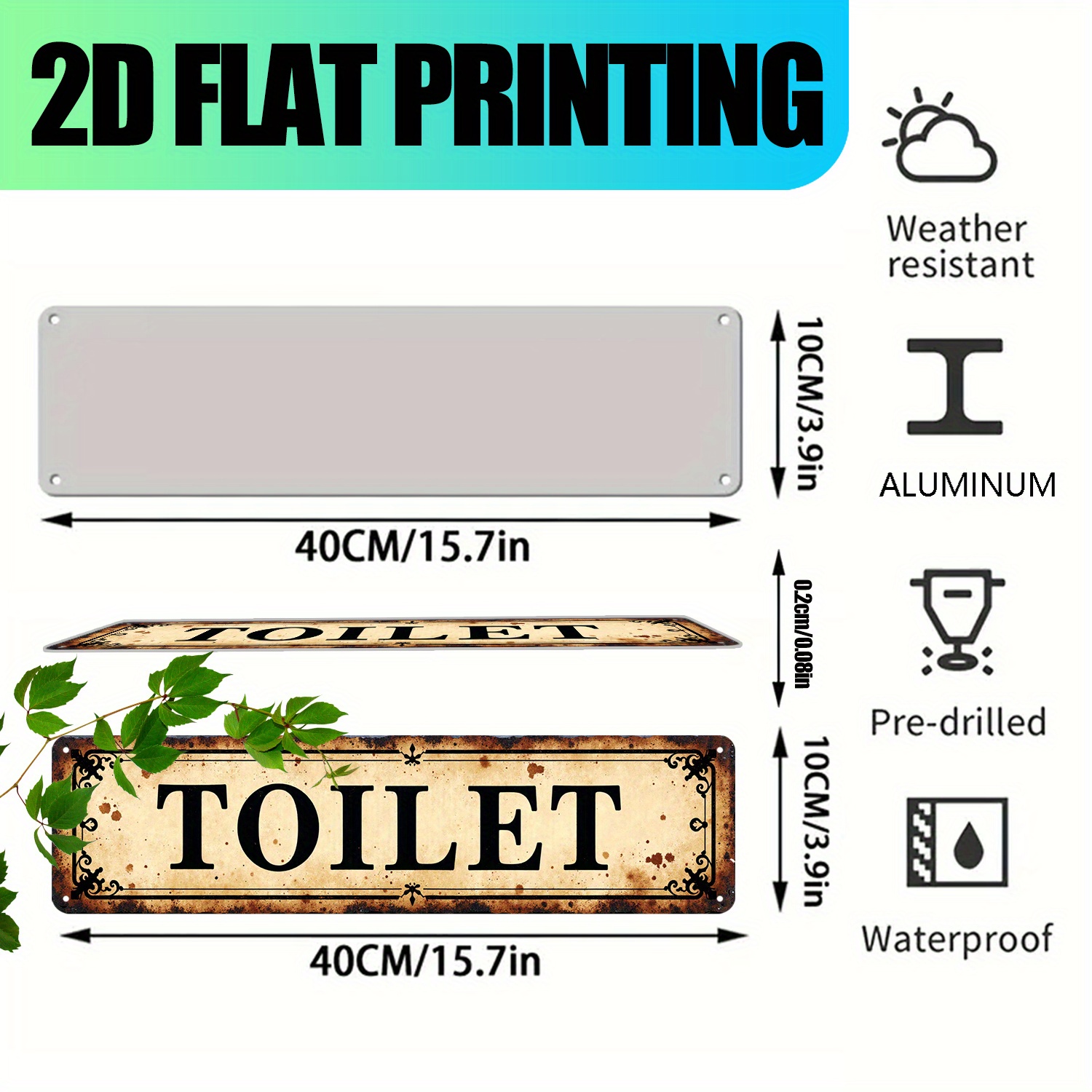2D Flat, Vintage Aluminum Wall - Home Bathroom Wall Decor review and price