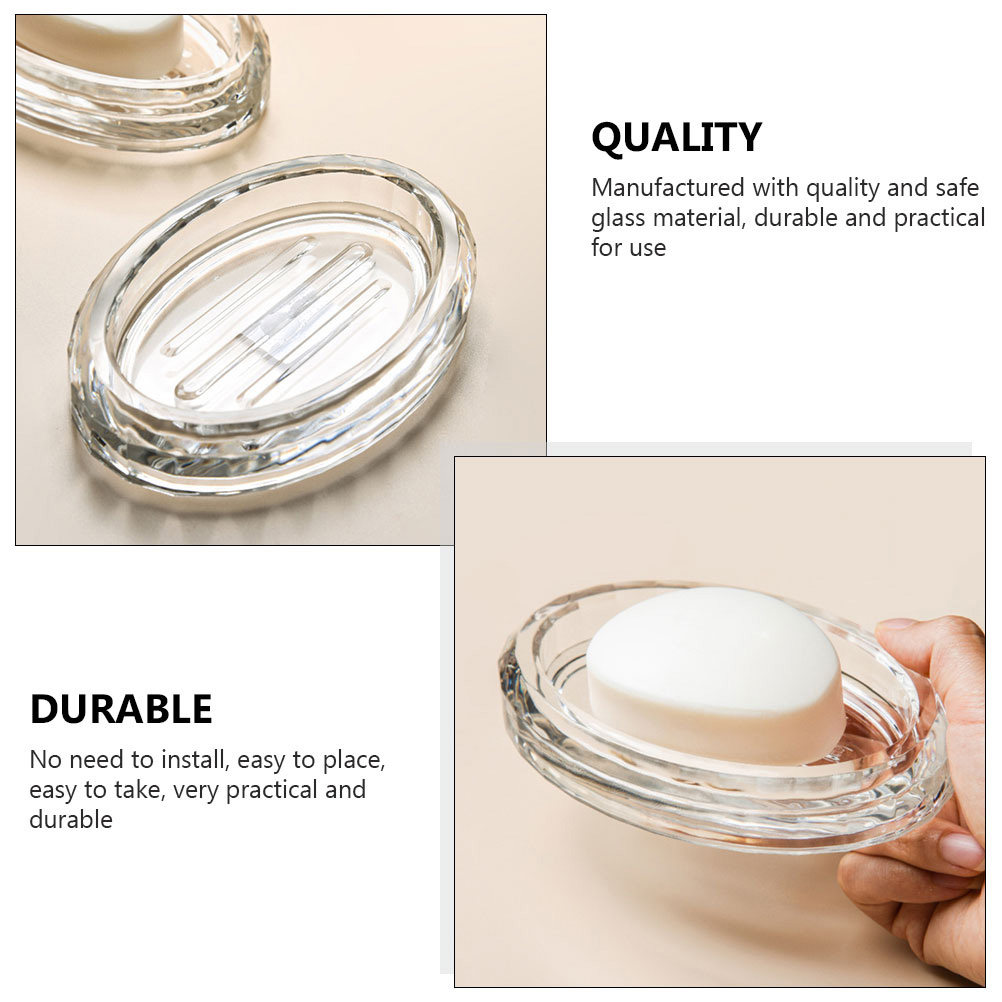 2Pcs Soap Box Transparent Glas - Home Bathroom Design Simple review and price