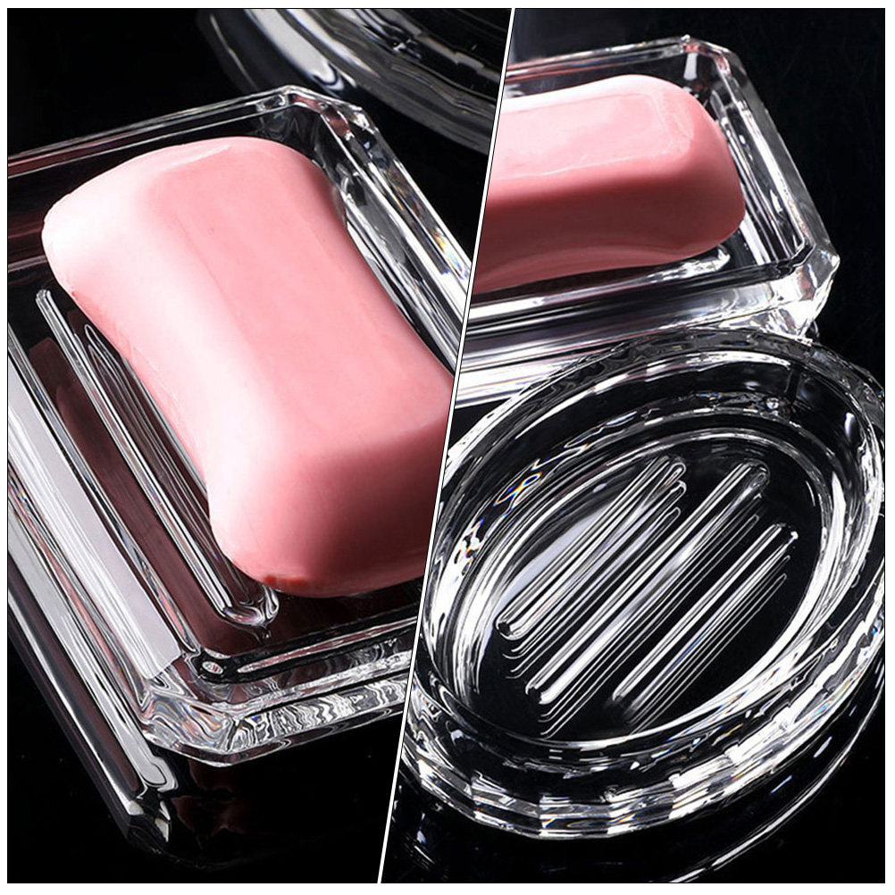 2Pcs Soap Box Transparent Glas - Home Bathroom Design Simple review and price