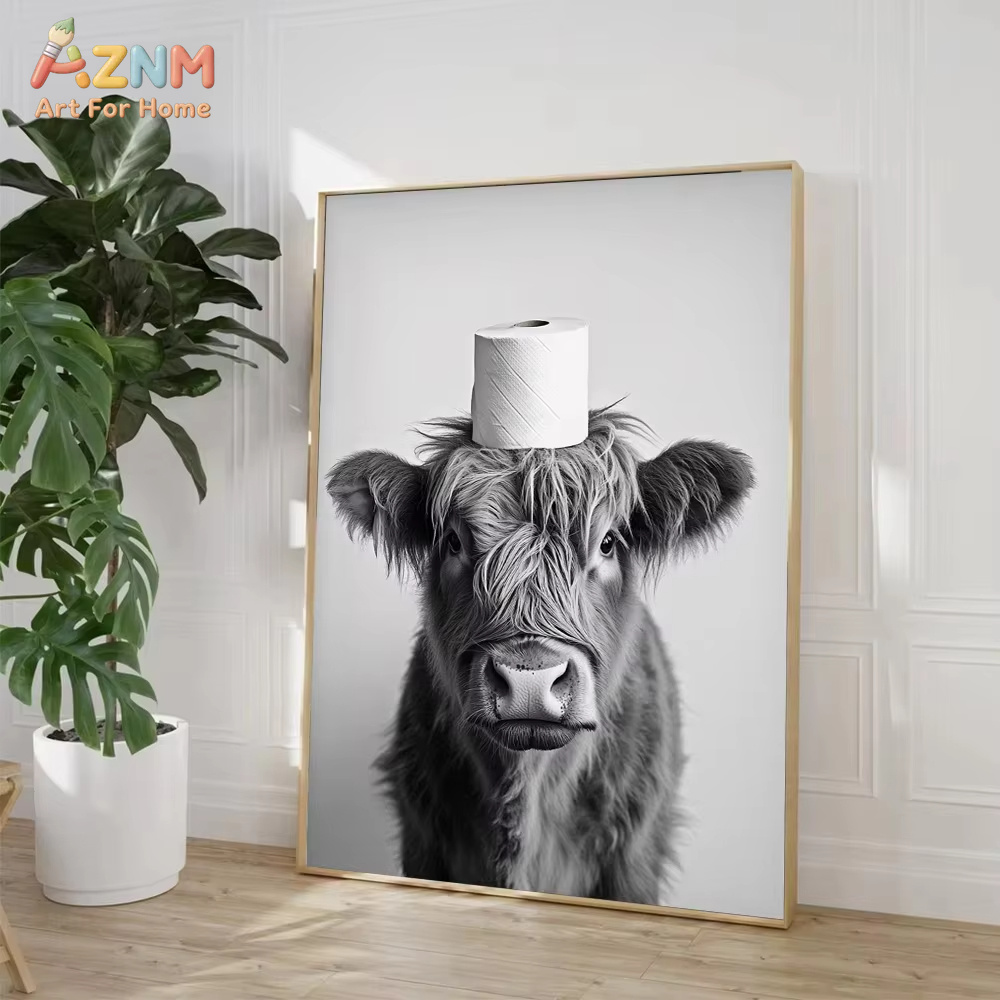 1PC, Highland Cow Otter Cat Ra - Home Bathroom Wall Art review and price