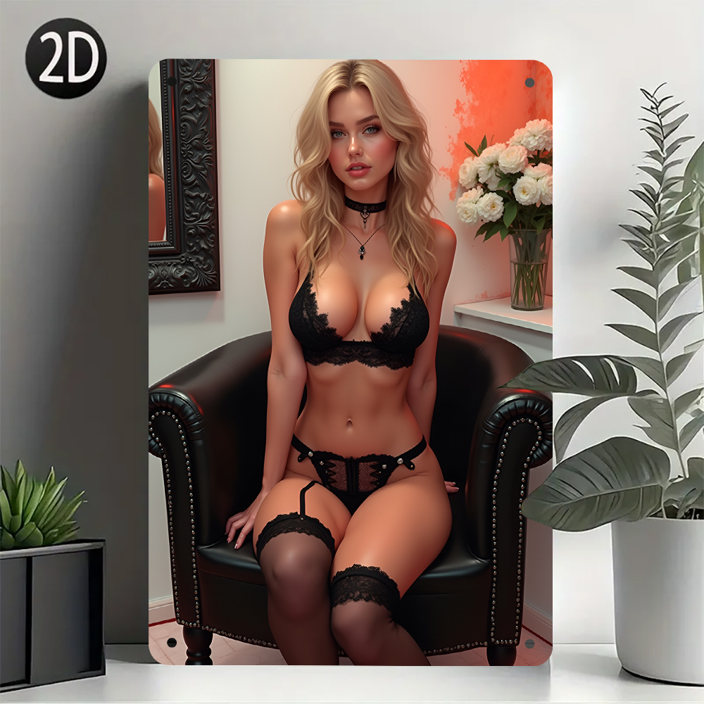Vintage Sexy Lady Metal Tin Si - Home Bathroom Wall Art review and price