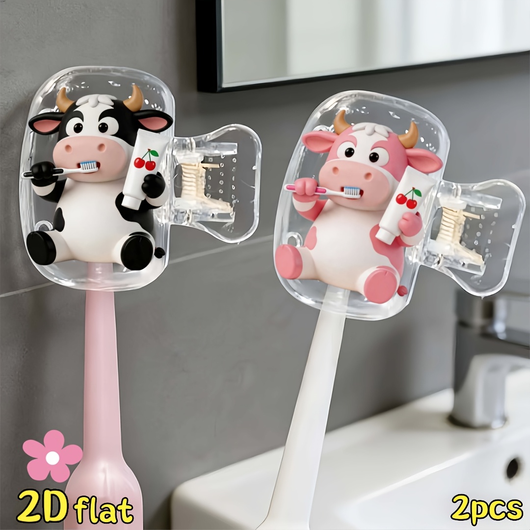 2pcs Cow Toothbrush Holder Tra - Home Essentials Bathroom Organizer review and price