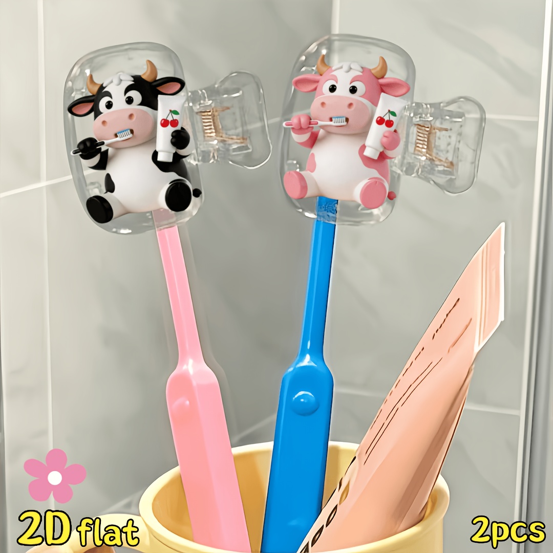 2pcs Cow Toothbrush Holder Tra - Home Essentials Bathroom Organizer review and price