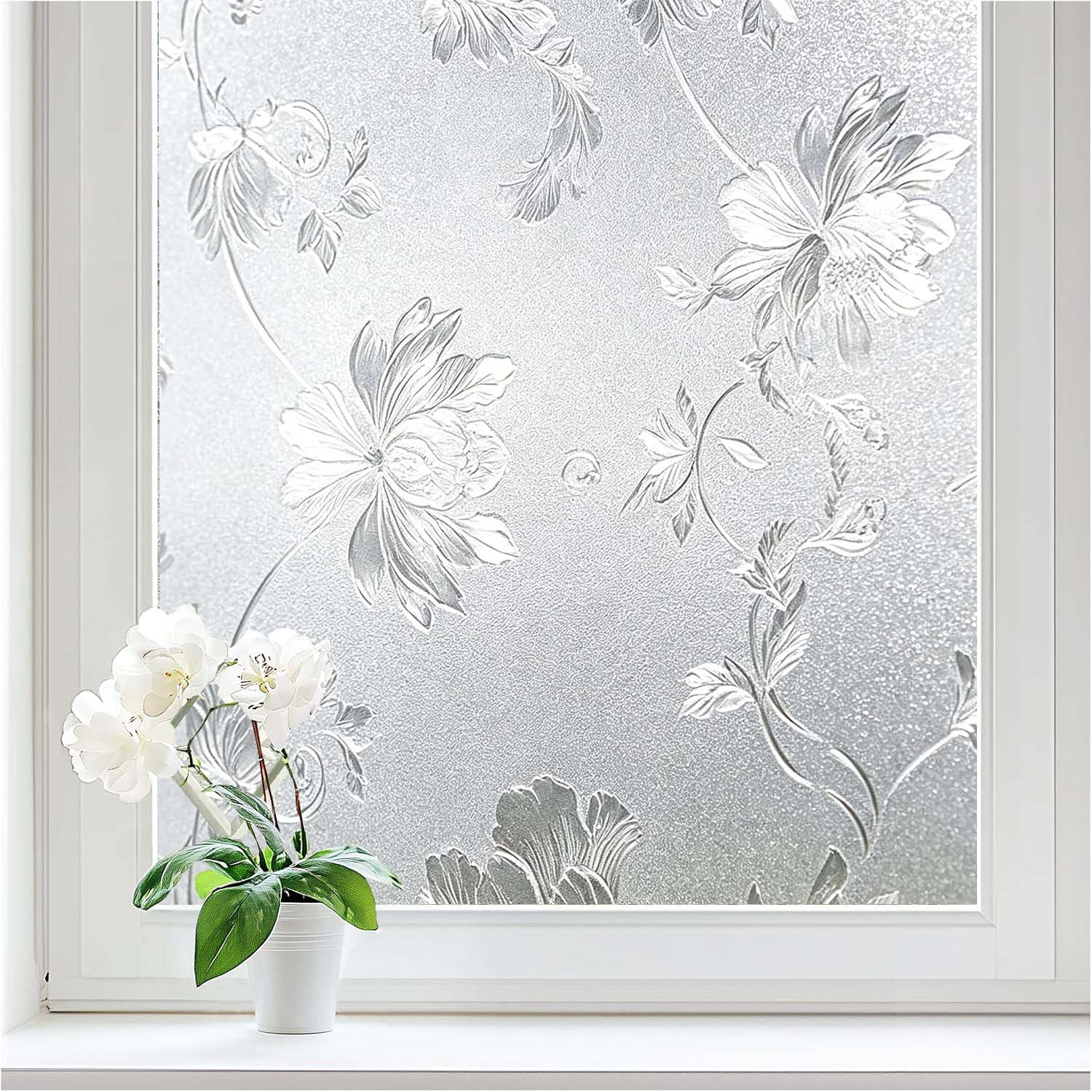 Floral Frosted Window Privacy  - Home Bathroom Window Tint review and price