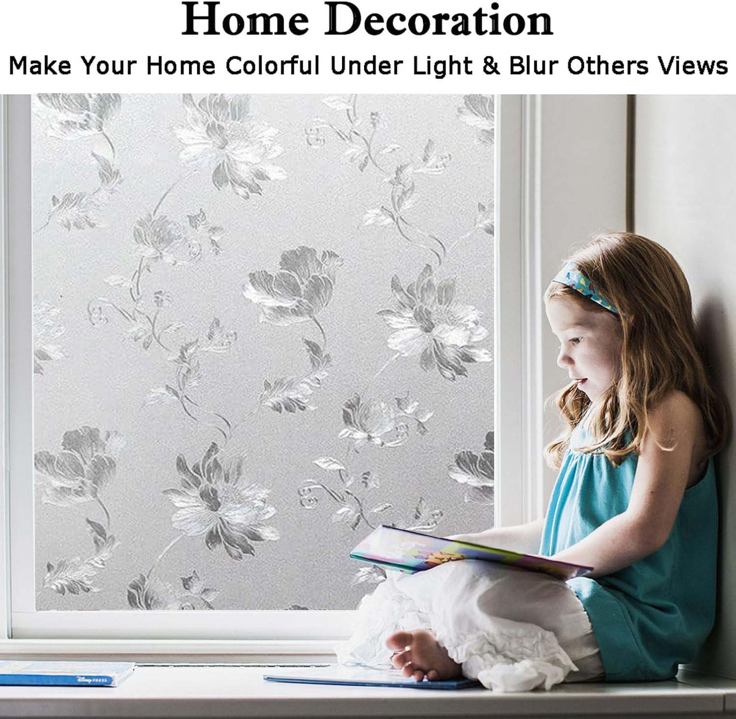 Floral Frosted Window Privacy  - Home Bathroom Window Tint review and price