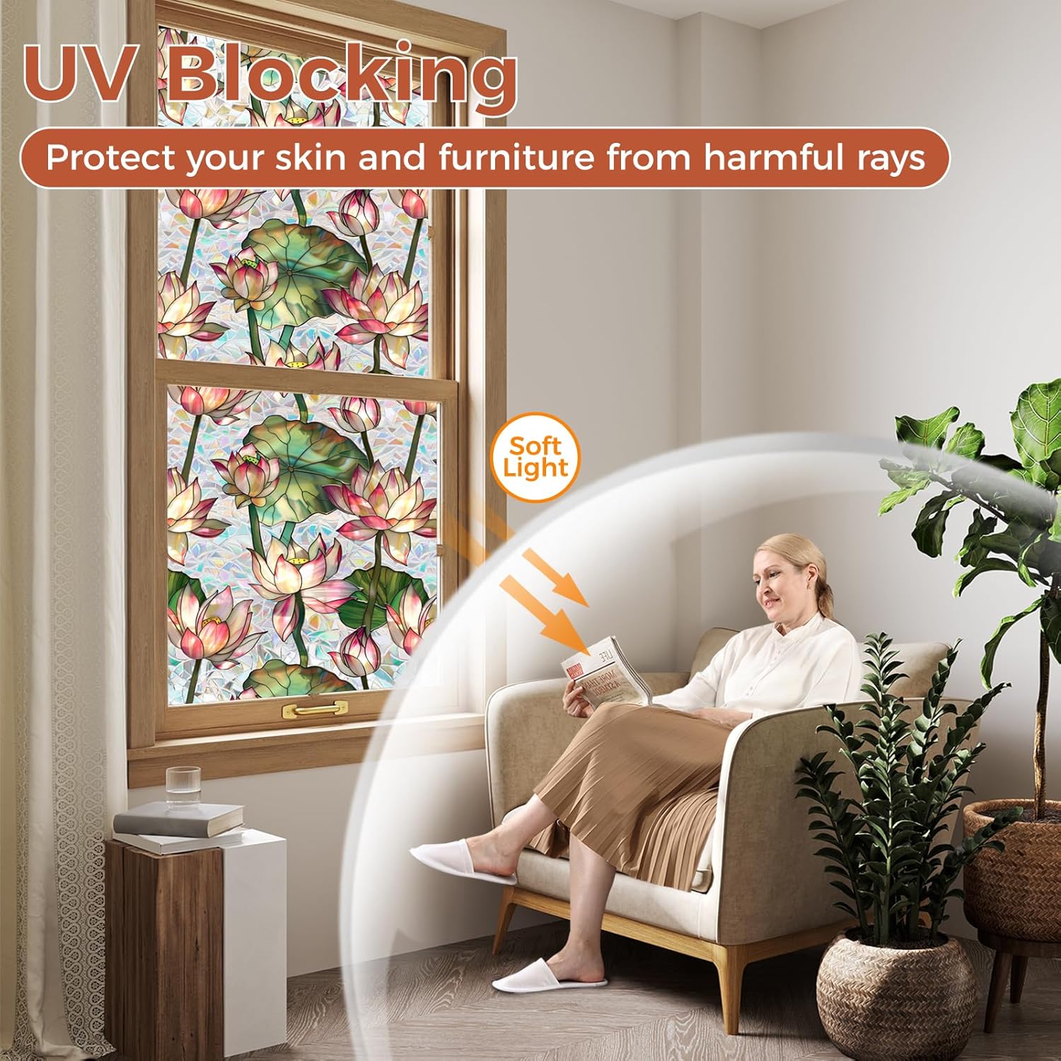 Rainbow Lotus Stained Glass Wi - Home Bathroom Window Tint review and price