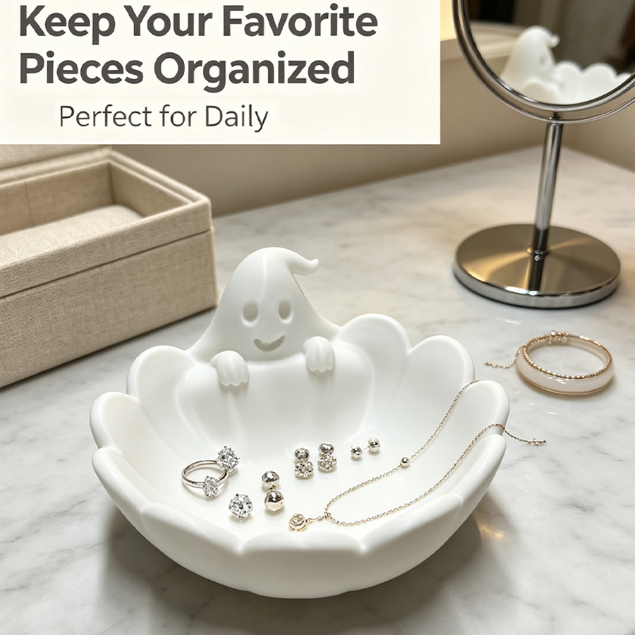 Matte White 3D Cute Ghost-Shap - Home Essentials Bathroom Organizer review and price