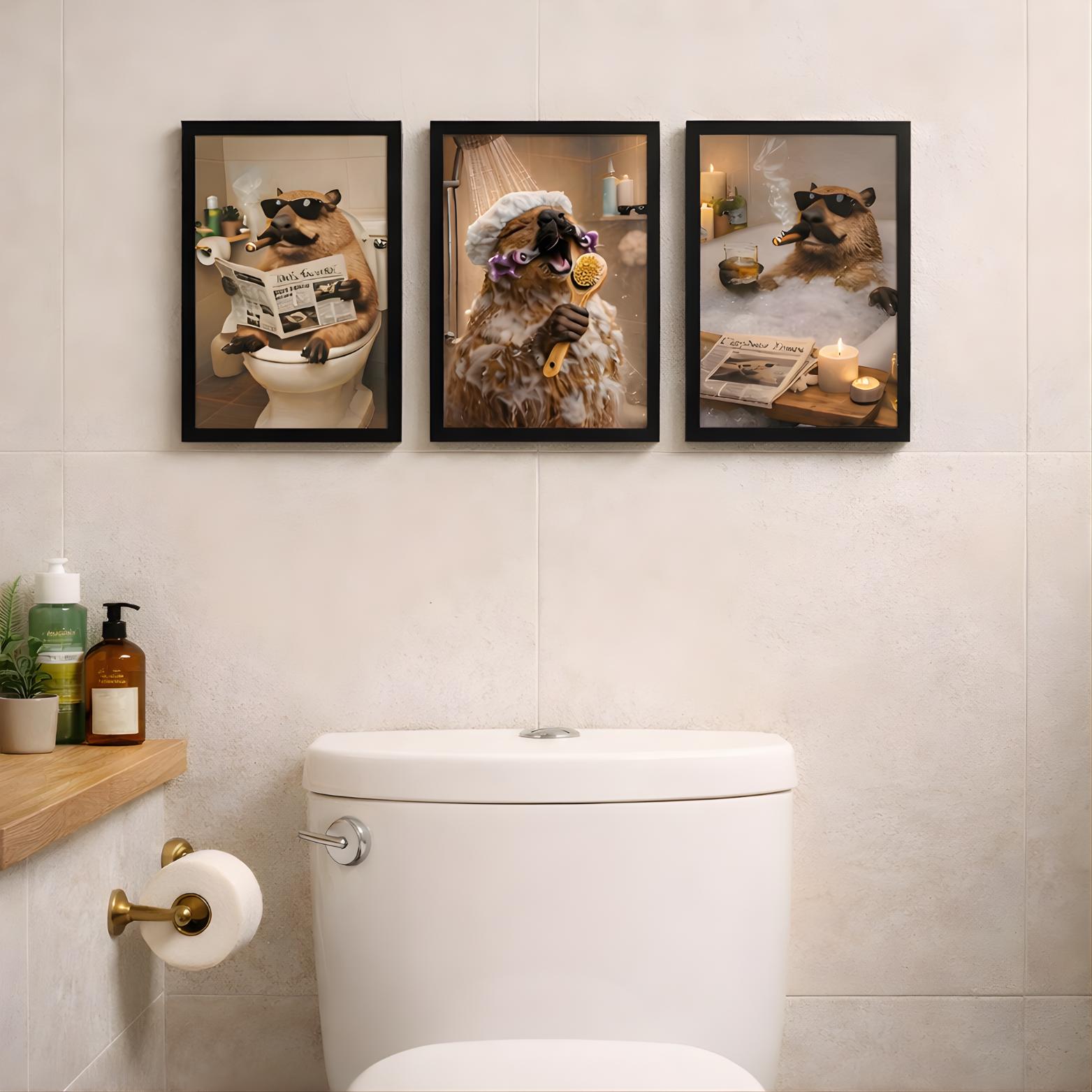 3PCS  Frameless,3pcs Humorous  - Home Bathroom Wall Art review and price