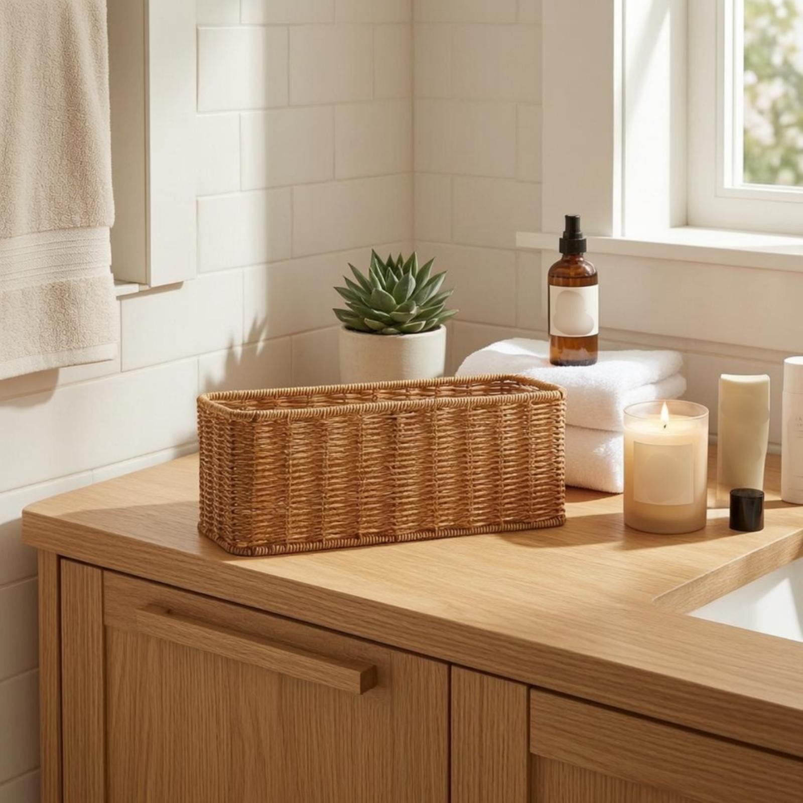 Plastic Rattan Bathroom Storag - Home Essentials Bathroom Accessories review and price